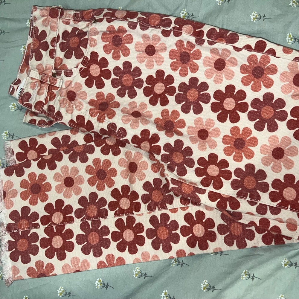 PacSun Red and Pink Floral Pants